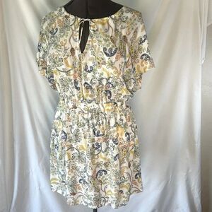 Paisley Floral Multicolor Summer Beach Faith Cinched Dress L